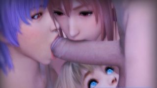 Dead or Alive 3D Sluts Gets a Huge Long Dick in Their Little Mouth
